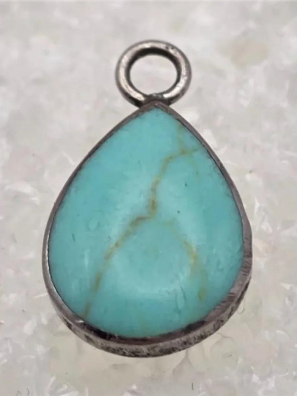 ATI 925 Sterling Silver Turquoise Teardrop Pendant Small 15mm Natural Stone - Picture 2 of 5